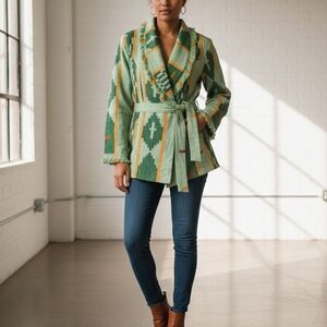 Chic Green Patterned Women's CapeVest